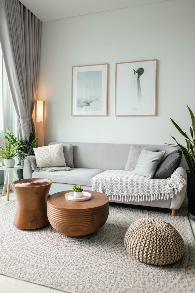 a living room made up of drywall gypsum boards