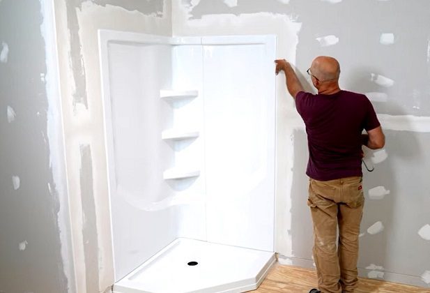 installing waterproofing drywall in shower walls